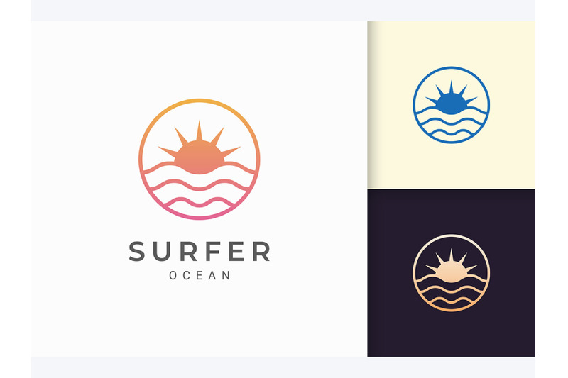 circle-ocean-sun-logo-template