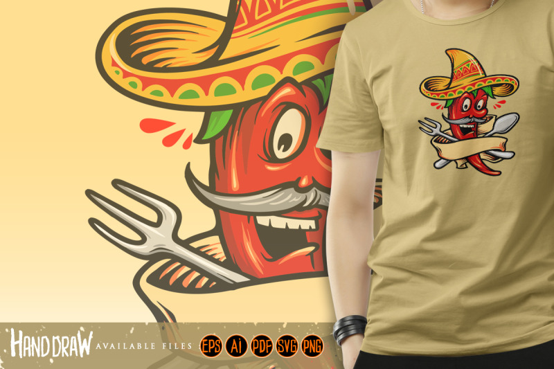 logo-restaurant-mexican-red-hot-chili-pepper-with-banner-mascot