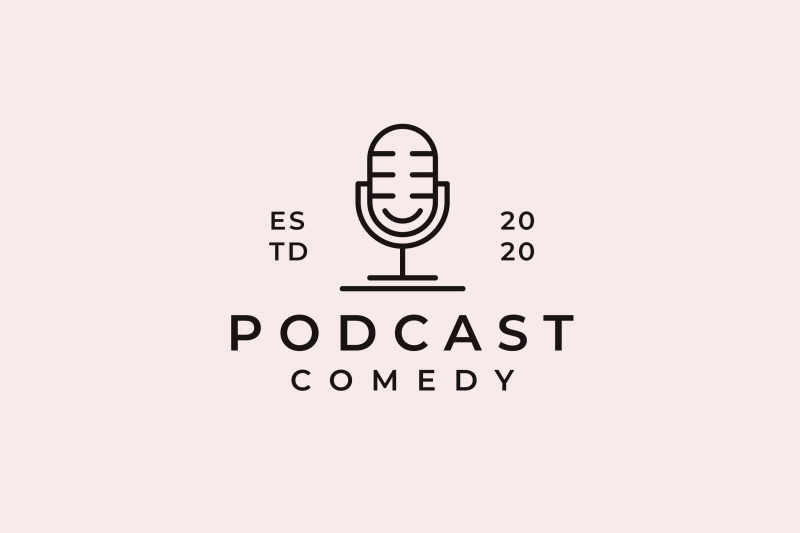 line-art-mic-and-smile-podcast-logo-design-inspiration