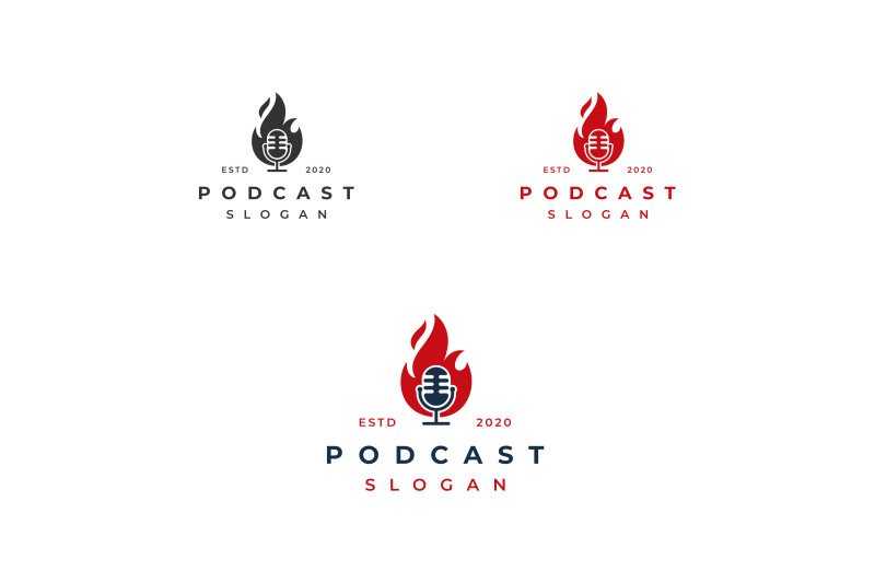 fire-flame-and-mic-podcast-logo-design-inspiration