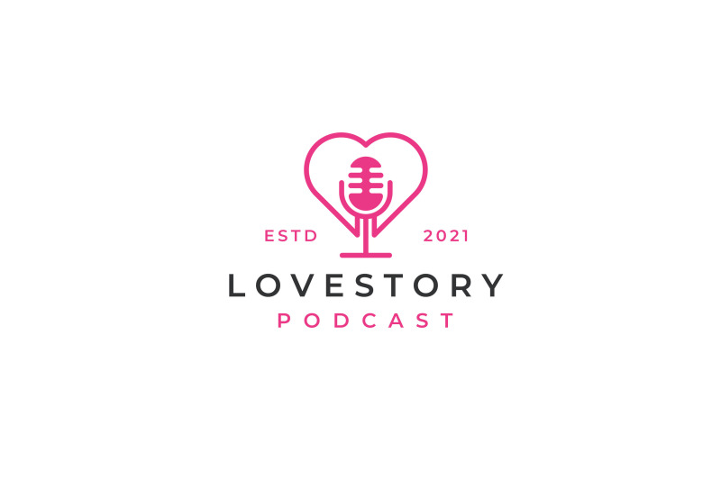 e-love-symbol-with-microphone-for-podcast-logo-design