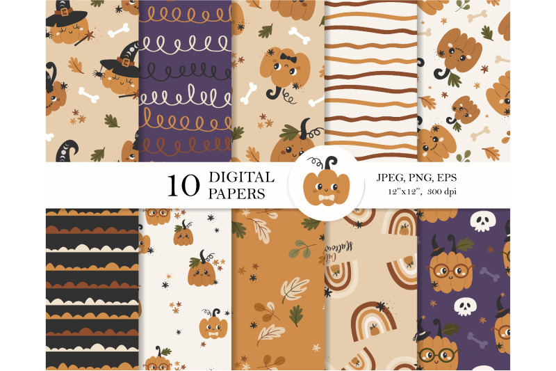 pumpkin-digital-paper-pack