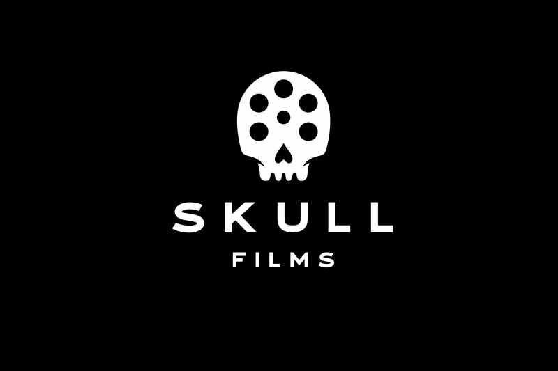 movie-reel-with-skull-skeleton-showing-horror-movie-logo