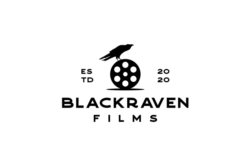 vintage-roll-film-with-raven-bird-logo-design