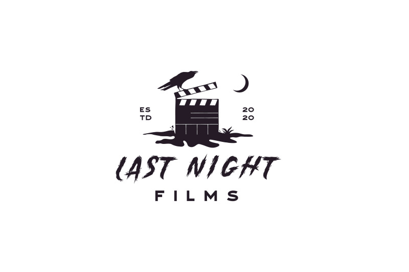 clapperboard-on-cracked-ground-at-night-and-crow-logo