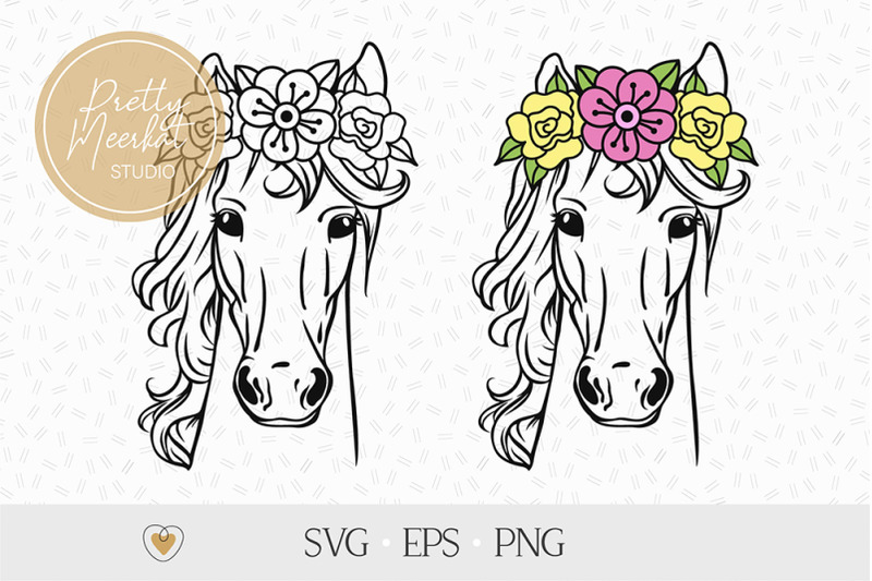 horse-with-flower-crown-svg-floral-horse-svg-horse-lover