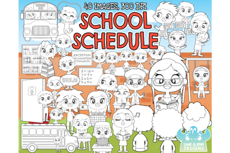school-schedule-digital-stamps-lime-and-kiwi-designs