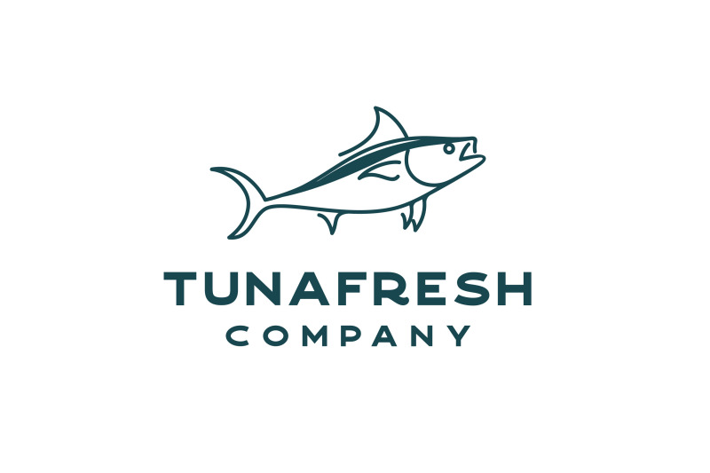 monoline-line-art-tuna-fish-logo-design-vector