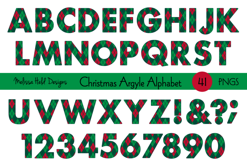 christmas-red-green-argyle-pattern-digital-alphabet