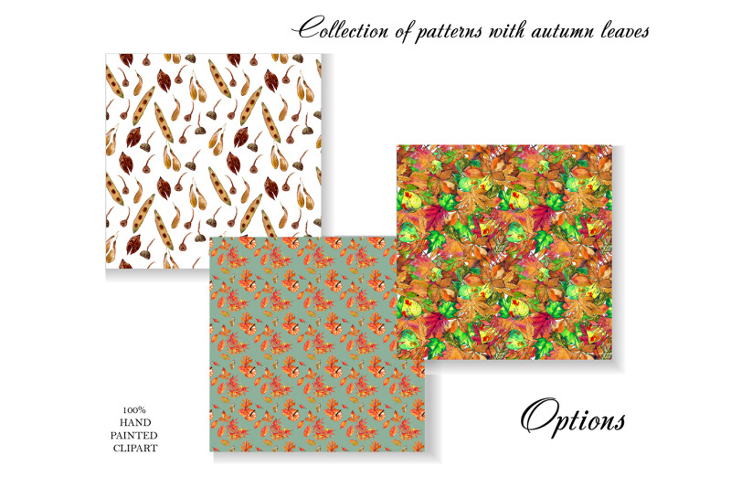 autumn-watercolor-digital-papers-fall-leaves-mushrooms