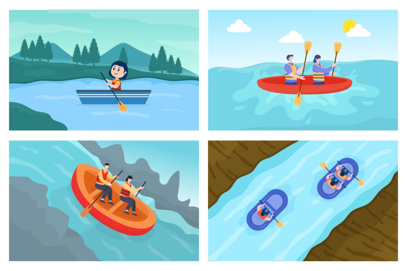 15-rafting-canoeing-kayaking-in-the-river-vector-illustration