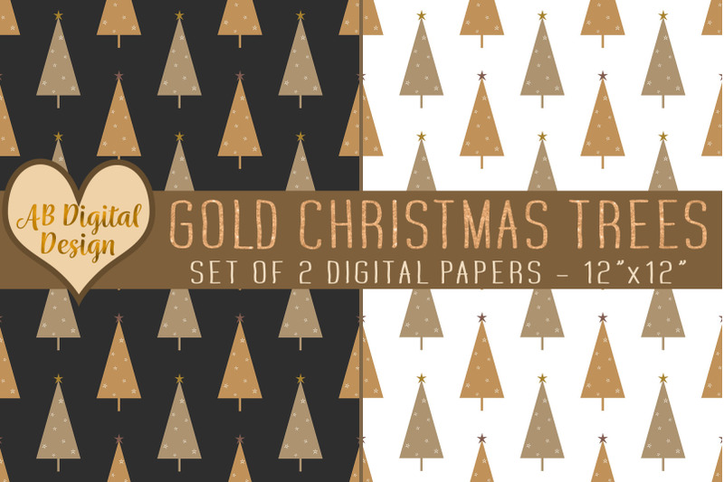 gold-christmas-trees-digital-paper-christmas-seamless-patterns