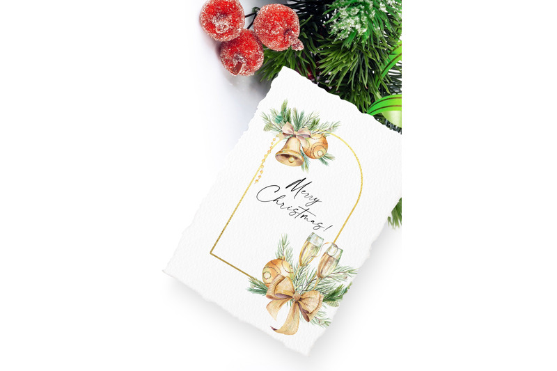 gold-christmas-decor-clipart-watercolor-christmas-png-champagne-glass