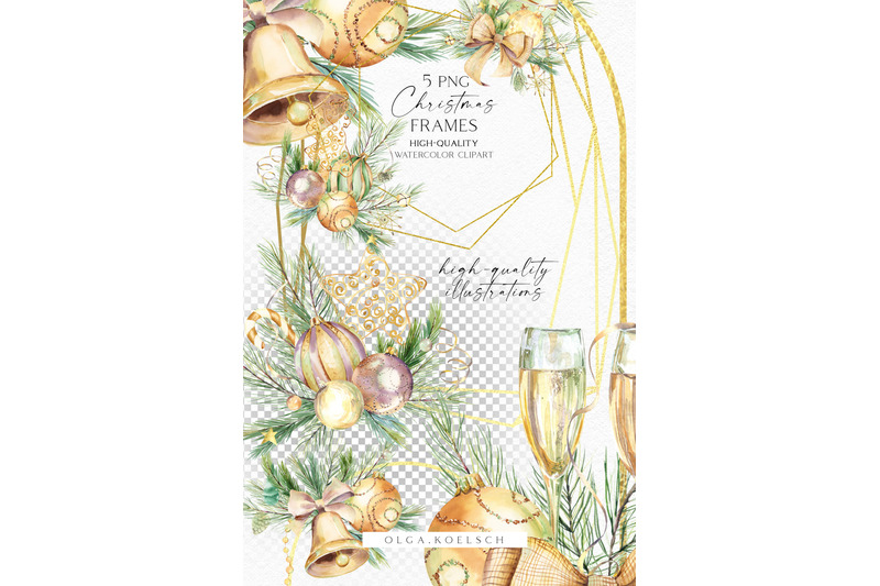 gold-christmas-decor-clipart-watercolor-christmas-png-champagne-glass