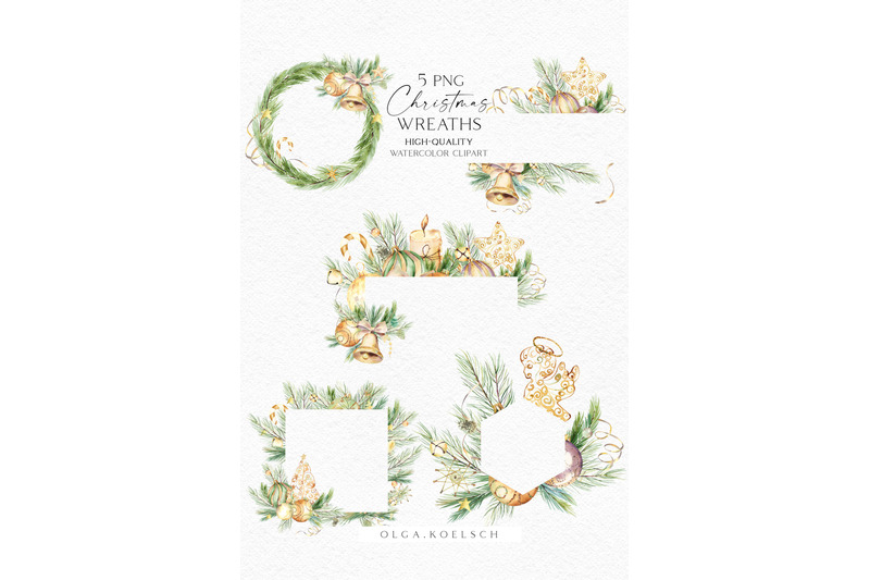 gold-christmas-wreath-clipart-watercolor-christmas-frames-for-cards