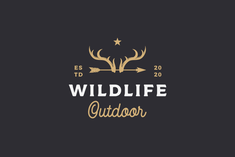 vintage-deer-horn-and-arrow-logo-design