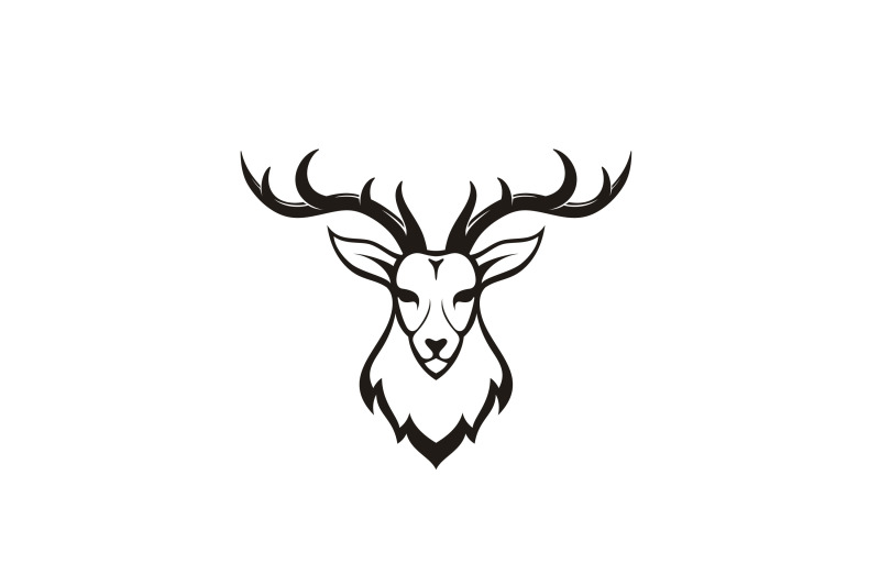 deer-antler-head-logo-design-illustration