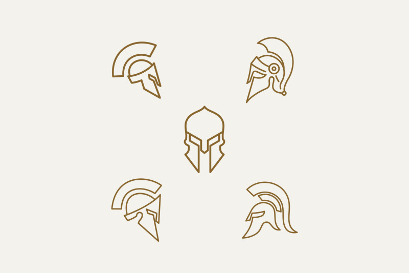 monoline-line-art-spartan-sparta-warrior-helmet-logo-design-set