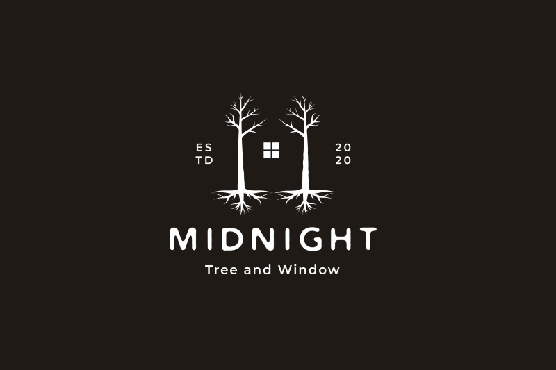 dark-house-window-and-dead-tree-illustration-logo-design