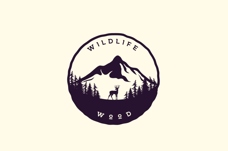 mountain-forest-with-deer-silhouette-adventure-logo-design