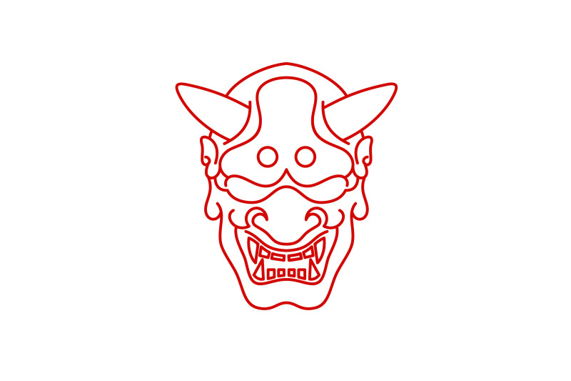 line-art-japanese-demon-oni-mask-logo-design