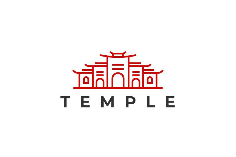 line-art-monoline-temple-logo-design-illustration-template