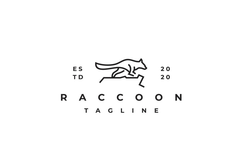 raccoon-line-outline-logo-design