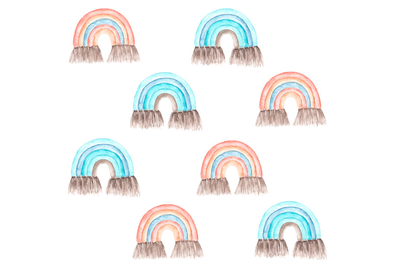 rainbow-baby-watercolor-seamless-pattern-boho-children-nursery