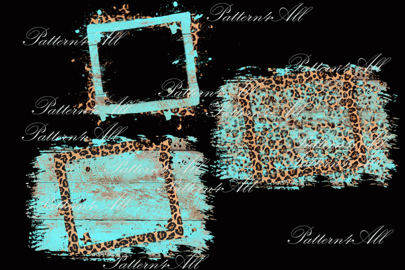 leopard-print-turquoise-wood-background-sublimation-frames-png