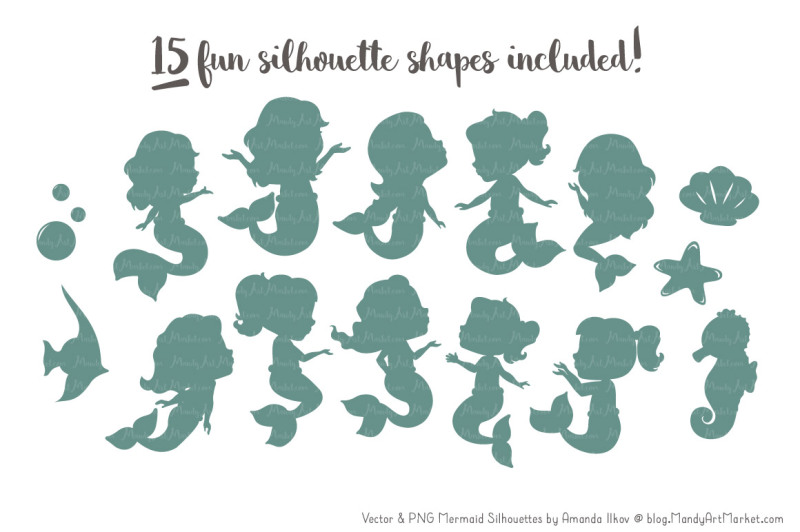sweet-mermaid-silhouettes-vector-clipart-in-soft-christmas