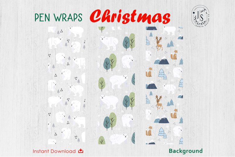 christmas-white-bear-pen-wraps-file-set