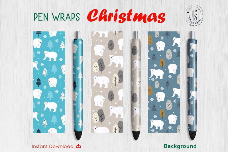 christmas-white-bear-pen-wraps-file-set