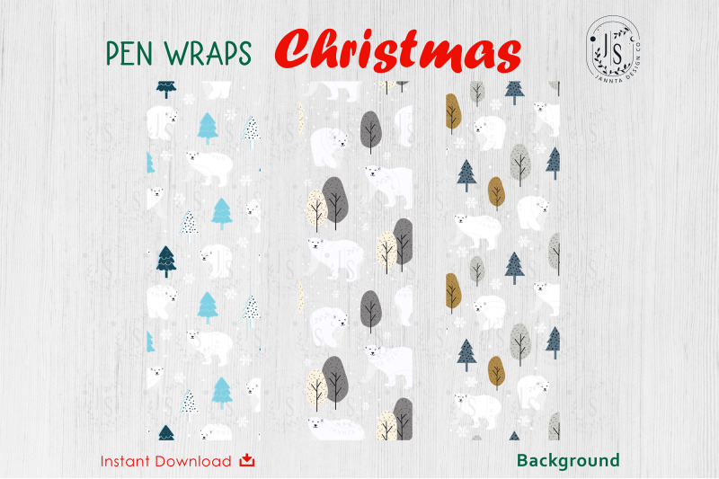 christmas-white-bear-pen-wraps-file-set