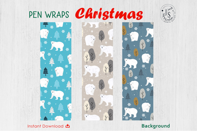 christmas-white-bear-pen-wraps-file-set