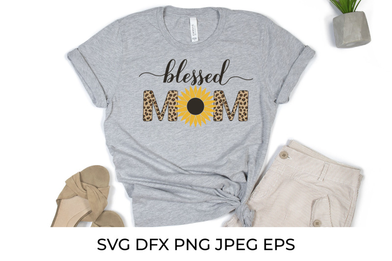 blessed-mom-calligraphy-with-sunflower-and-leopard-print