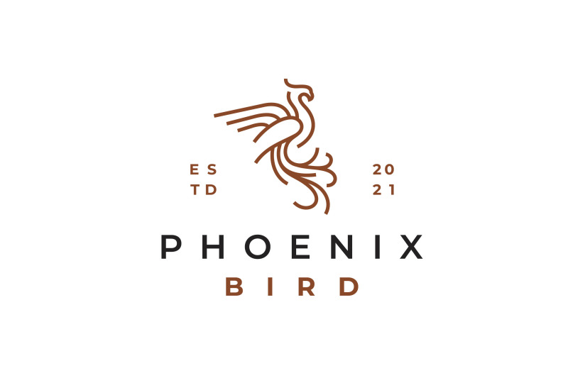 line-art-phoenix-bird-logo-design