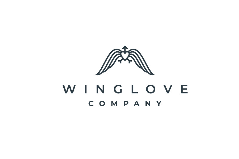 wing-with-love-and-arrow-arrowhead-logo-design