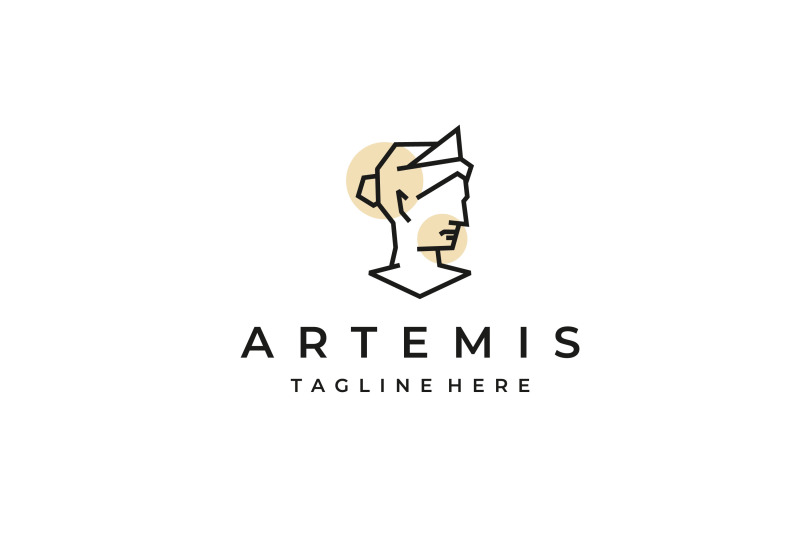 goddess-greek-artemis-line-art-logo-design-template