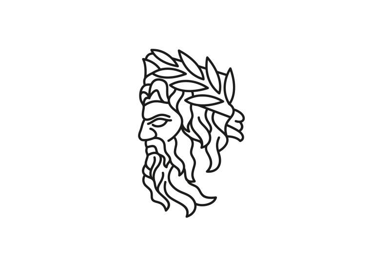 greek-god-zeus-line-art-logo-design