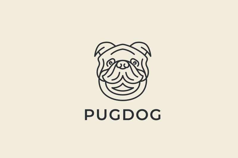 line-art-pug-dog-logo-design