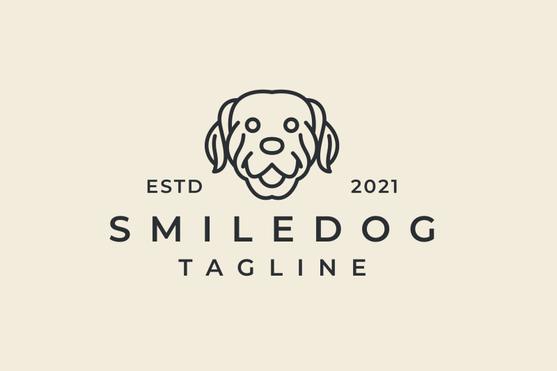 vintage-hipster-dog-head-line-art-logo-design