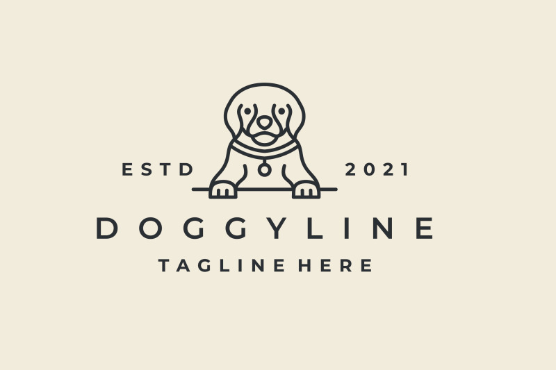 vintage-hipster-dog-line-art-logo-design