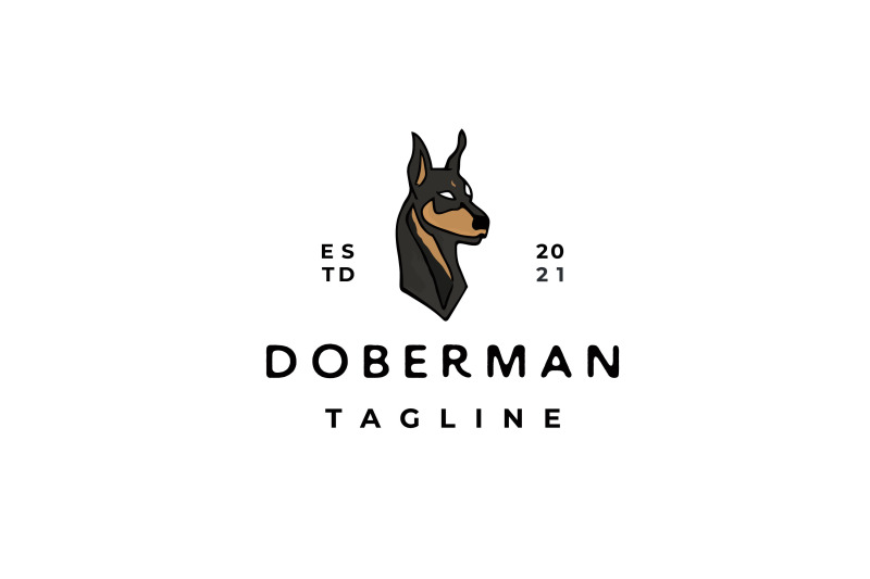 vintage-hipster-doberman-pinscher-dog-logo-design