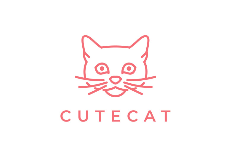 cat-head-line-art-logo-vector-illustration