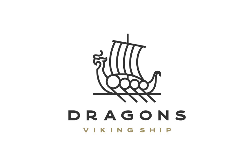 monoline-line-art-viking-ship-logo-design-vector