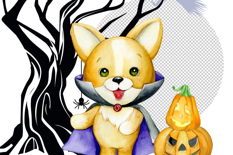 watercolor-halloween-party-forest-animals-clipart-set-bear-bunny-do