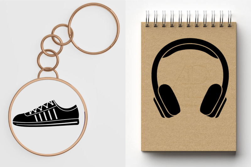 bundle-skateboard-cap-headphones-sneakers-svg-template