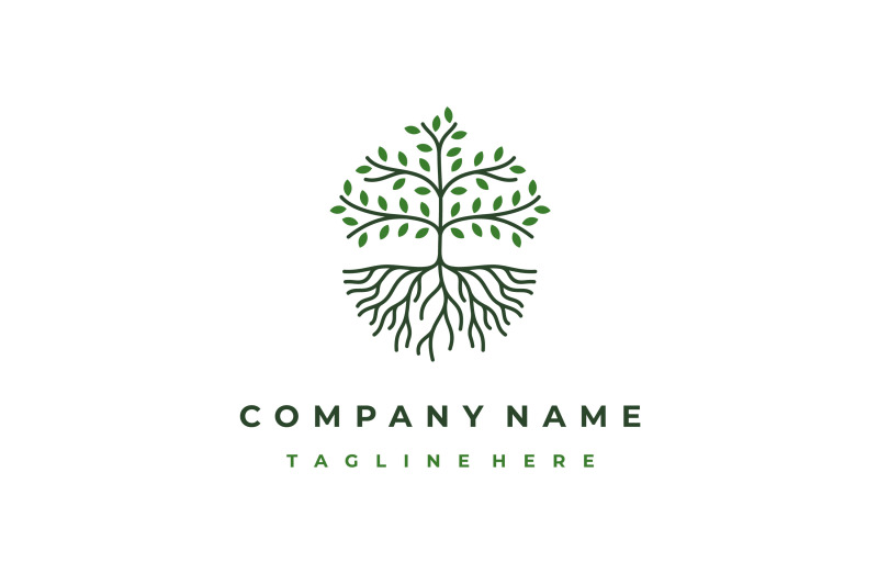 line-art-tree-logo-design-tree-and-root-vector