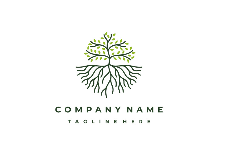 line-art-tree-logo-design-tree-and-root-vector