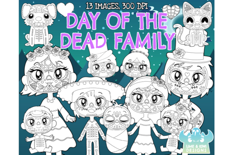 day-of-the-dead-family-digital-stamps-lime-and-kiwi-designs